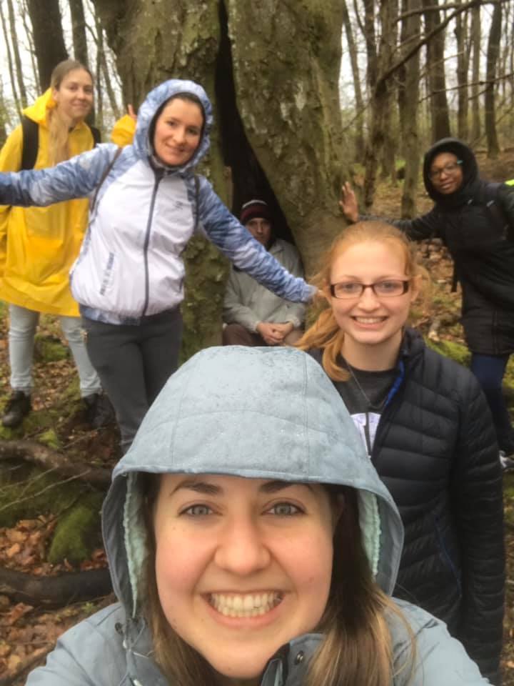 The jolly group on the rainy hike